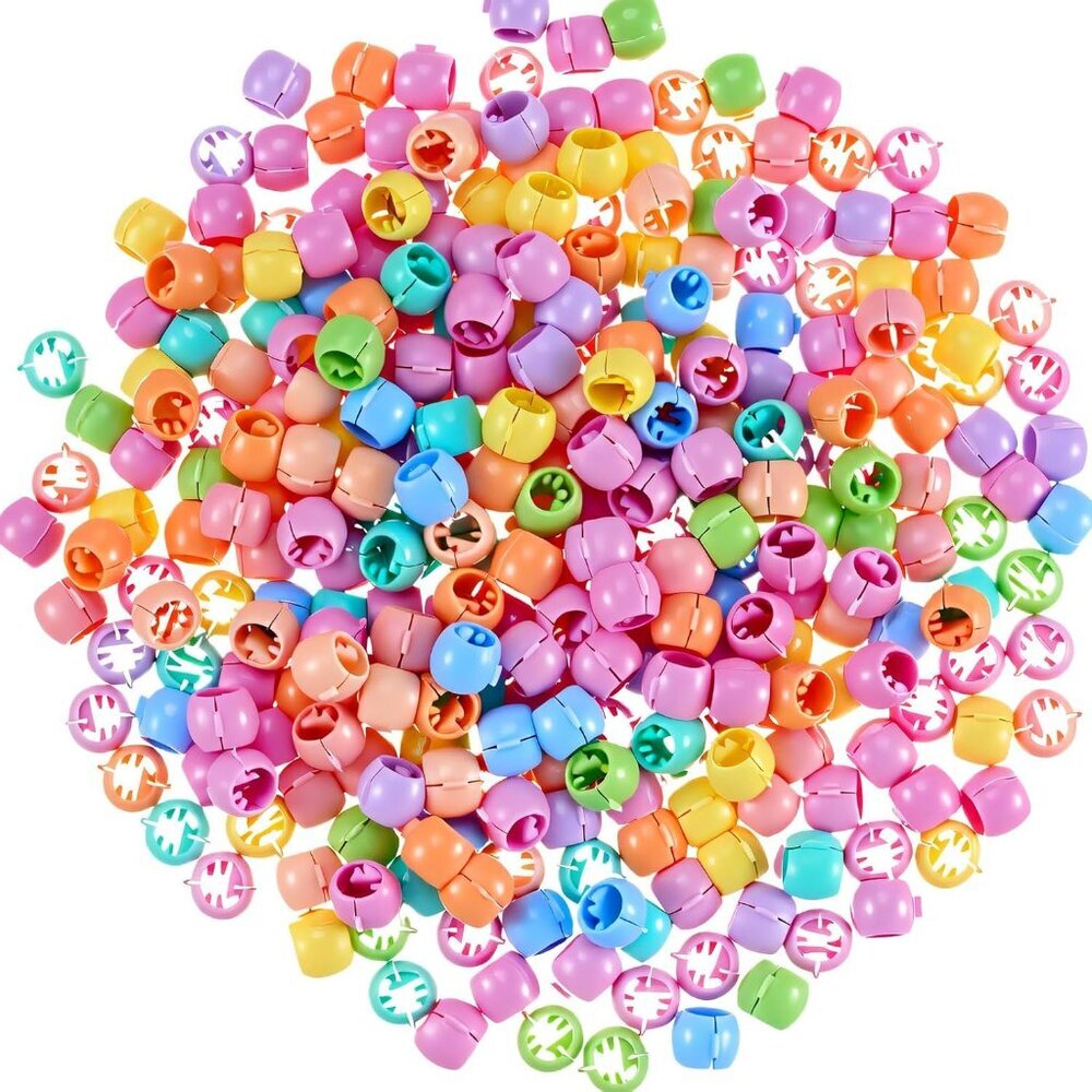 300 Pieces Mini Hair Claw Clips for Braids for Girls, Mini Hair Beads Rainbow Ti